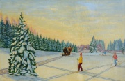 Щепелин А. Д. Лыжная прогулка. 1995. ДВП, масло. 45 х 70