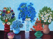 Спирина М. А. Цветы на веранде. 1999. ДВП, масло. 43 х 57