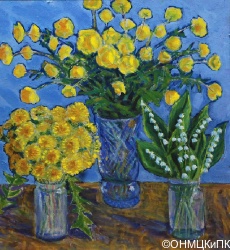 Медников В. Е. Вологда. Праздник. 2001. ДВП, масло. 50 х 45