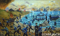 Щепелин А. Д. Никольск. Атакуют черные дьяволы. 2002. ДВП, масло. 72 х 122