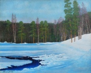 А. А. Соколов. Голубая весна. 1991. Холст, масло. 62,5 х 45