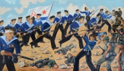 Щепелин А. Д. Атакуют черные дьяволы. 2001. ДВП, масло. 72 х 122