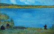 В. И. Попов. У озера. Холст, масло. 37 х 40