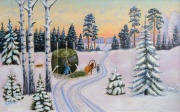Щепелин А. Д. С отцом за сеном. 2001. ДВП, масло. 44 х 70