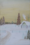 Степанов М. С. Морозный день. Картон, масло. 23 х 35